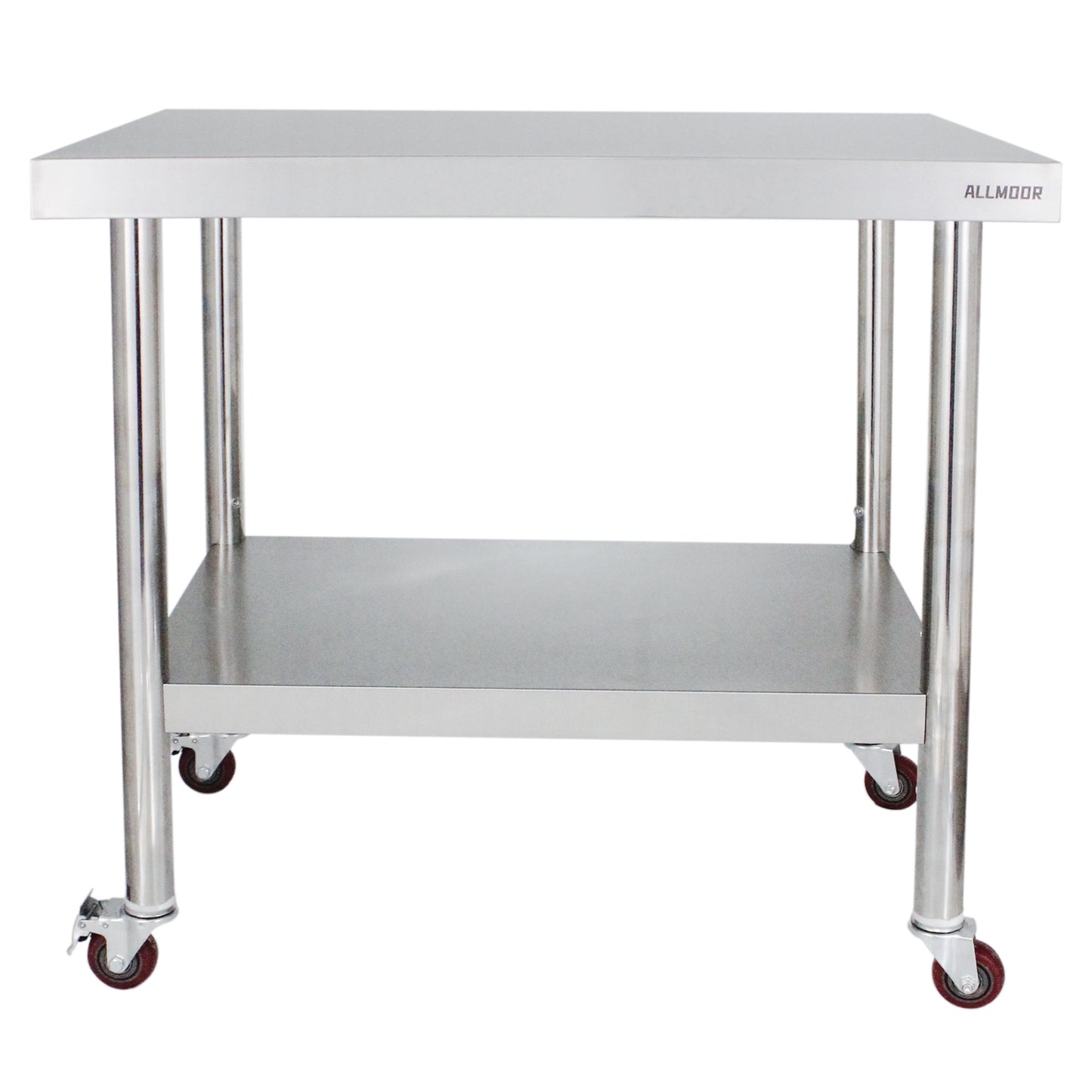 ALLMODR Food Prep Stainless Steel Table 24x36 Inch with 4 Wheels Commercial Food Prep Worktable with Casters Heavy Duty Work Table for Commercial Kitchen Restaurant