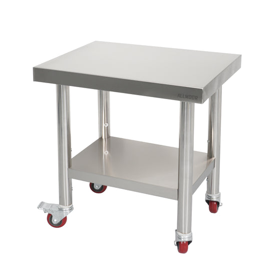 ALLMODR Small Stainless Steel Work Table 23.6*17.7*25.8 inch - Workbench With Undershelf Compact Mini Table for Food Storage and Kitchen Organization